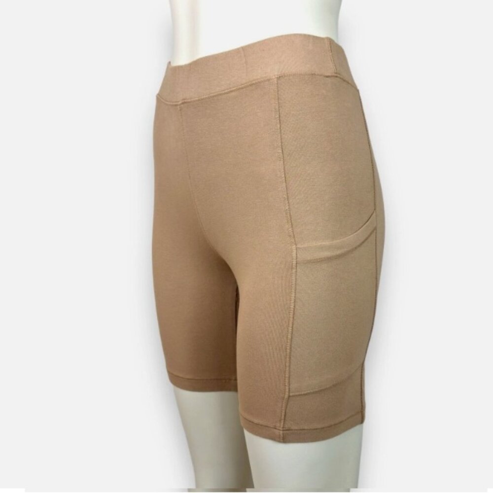 NWT MONROW Taupe Brown Biker Shorts Size Small